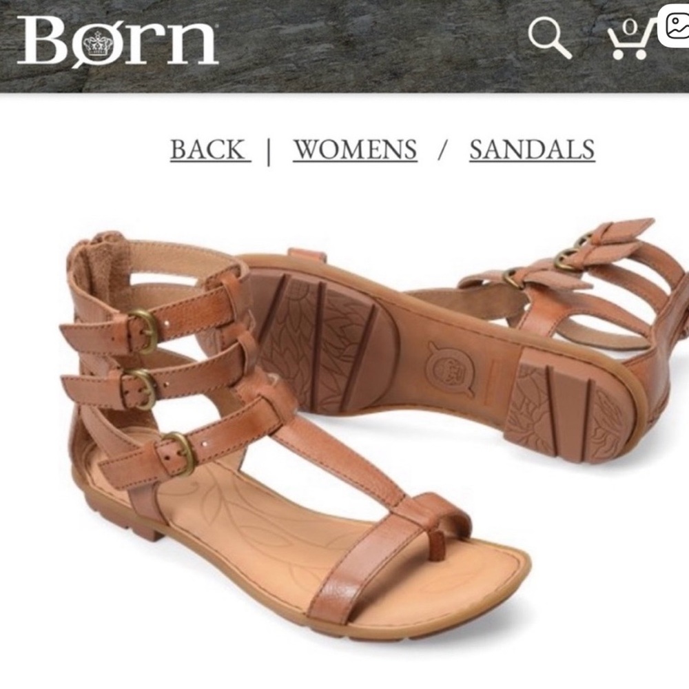 Born Strappy Gladiator Sandals Women’s 9 M Brown Leather Back Zipper - Picture 14 of 15